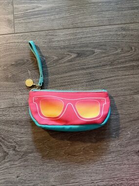 Sunglasses Pouch Wristlet - Pink and Teal